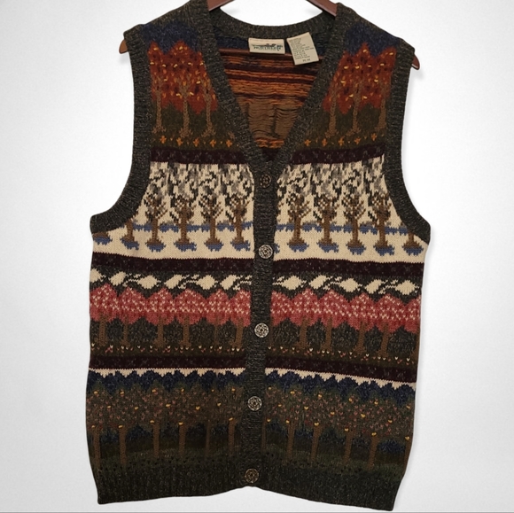 Northern Reflections Jackets & Blazers - Vintage Northern Reflections "Seasons"  Cotton Blend Wool Knit Vest Sz M